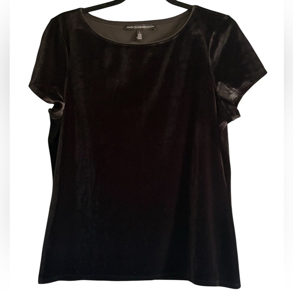 White House Black Market Black Velvet Short Sleeve Top